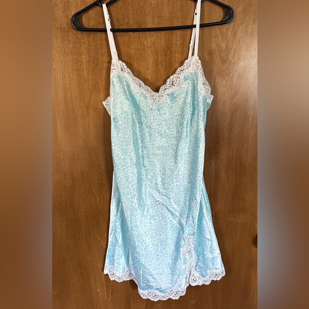 Victoria's Secret Floral Satin Slip Dress Chemise Lace Glitter XS